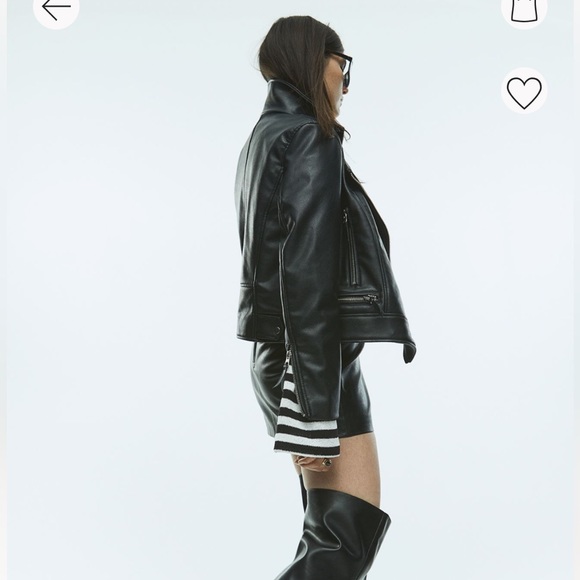 H&M Black Faux Leather Mini Skirt with Zipper - Picture 5 of 6